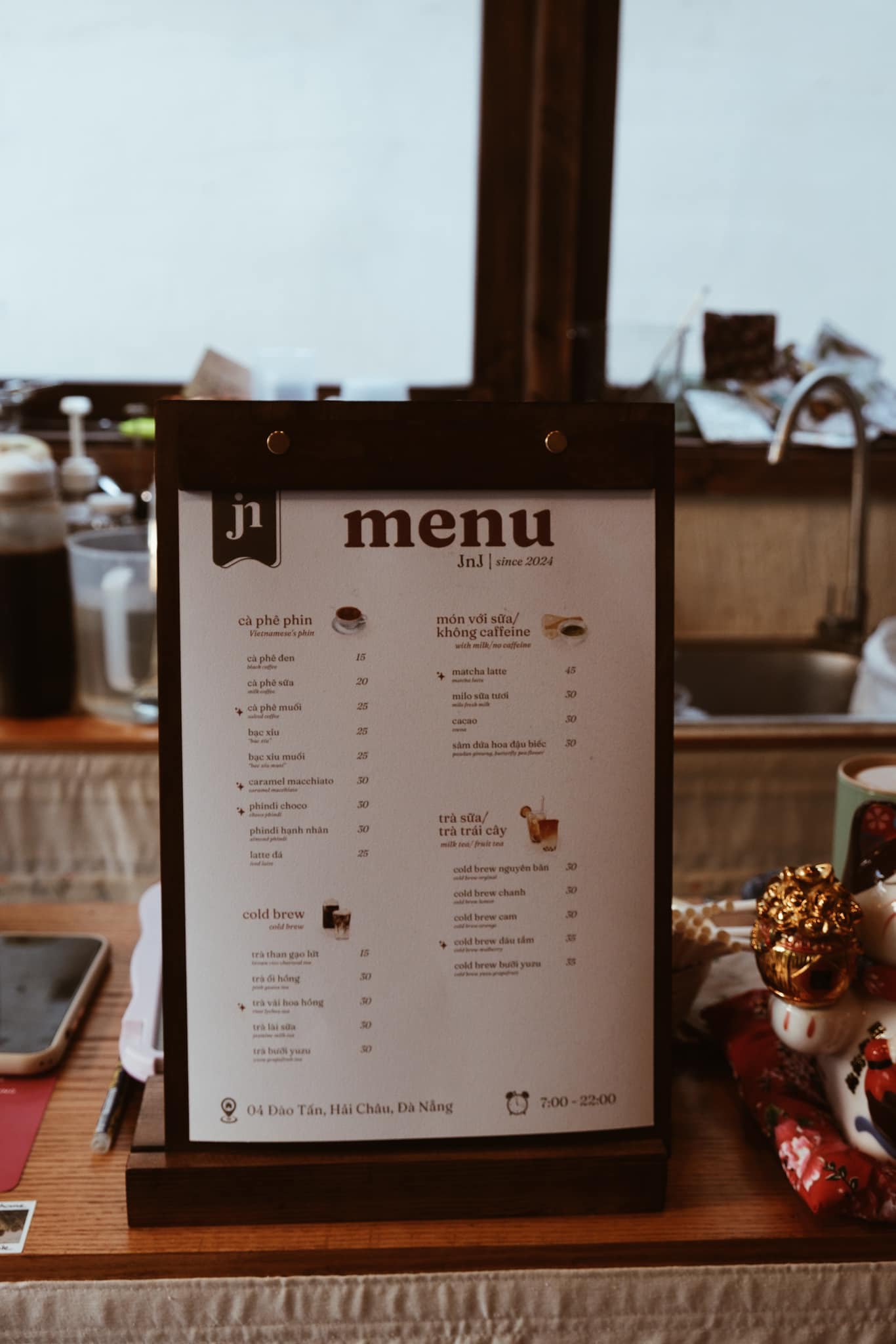 JnJ có menu chỉn chu.