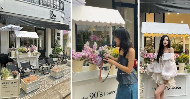 Check-in tiệm trà nhỏ xinh ngập tràn hoa tươi