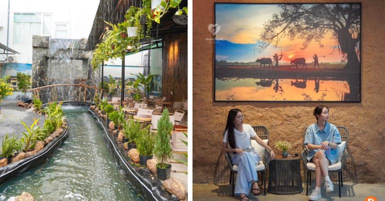 Quán cà phê view sân vườn chill chill và thác nước siêu mát mẻ